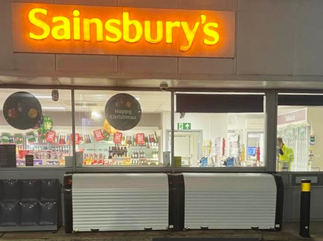 Two Sturdy Tidystore Low Profile forecourt retail display units in place at Sainsbury's Portishead