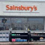 Two Sturdy Tidystore Low Profile forecourt retail display units in place at Sainsbury's Portishead